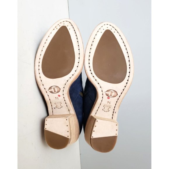 Anthroplogie Italian Cowboy Embroidered Blue Suede Western Boots Size 36 - Picture 5 of 5